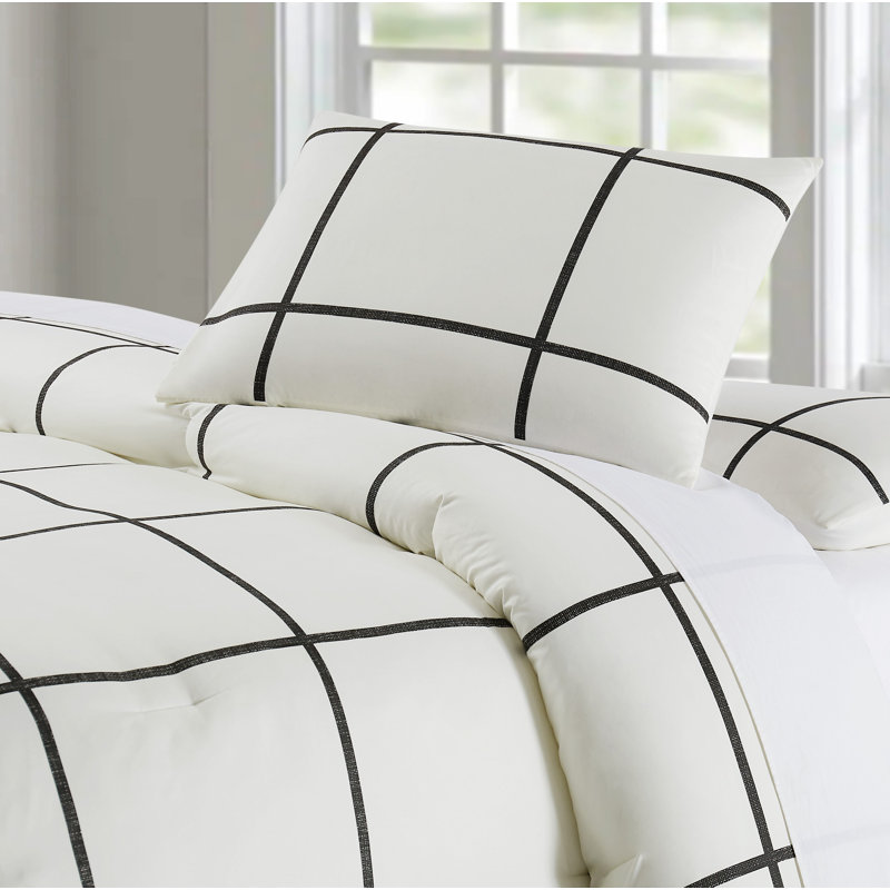 Kurt Windowpane Duvet Cover Set, Queen Duvet Cover + 2 Shams
