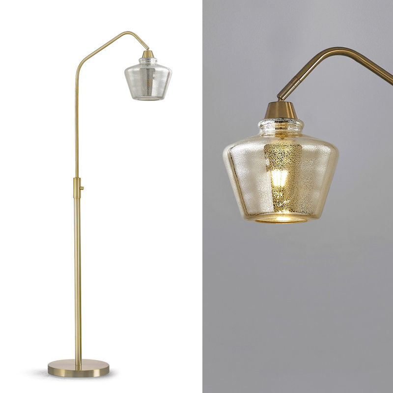 Fatos 66'' Accent Floor Lamp, Mercury, Brushed Brass