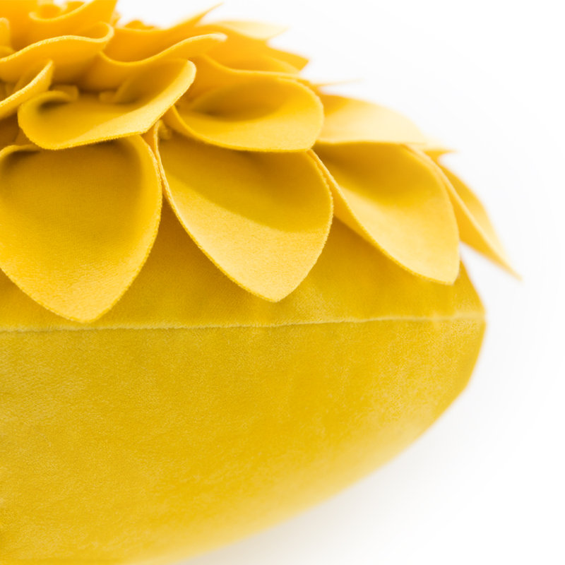 Mustard Yellow Cotton Sunflower Round Throw Pillow