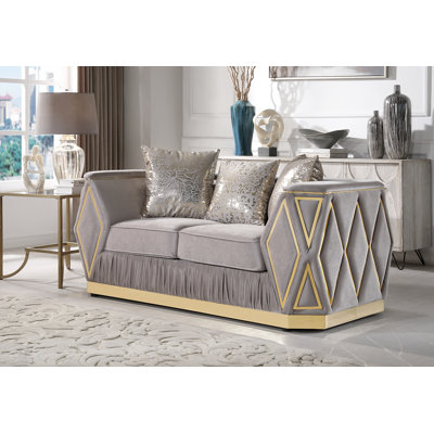 Emily Luxe Loveseat with Gold Base