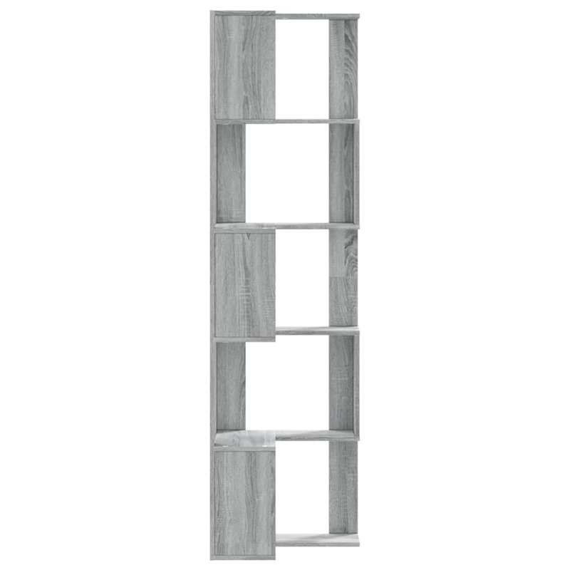 Corner Bookcase 5-Tier 50X50 Cm Engineered Wood, (5 Shelves) 179cm H x 50cm W x 50cm D, Grey Sonoma