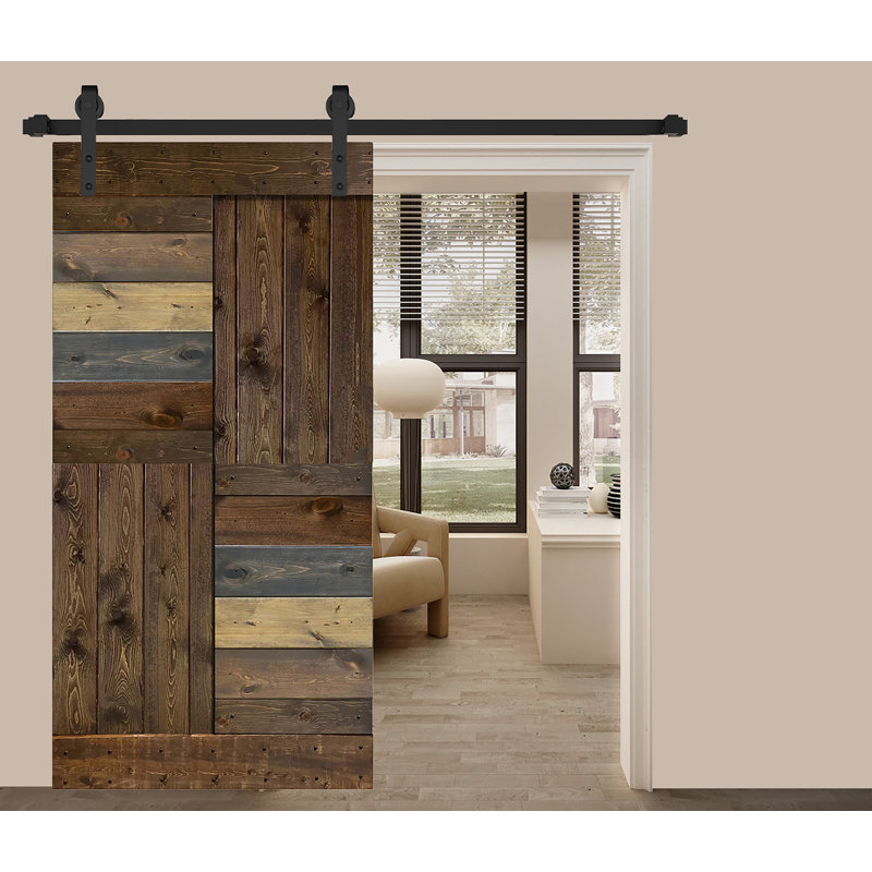 Porte de grange coulissante de style S brevetée sans quincaillerie d'installation (dalle de porte seulement) - Assemblage requis