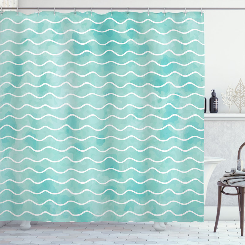 Rideau de douche à motif simple ocean sea wave Rossie, H 75 po x l 69 po