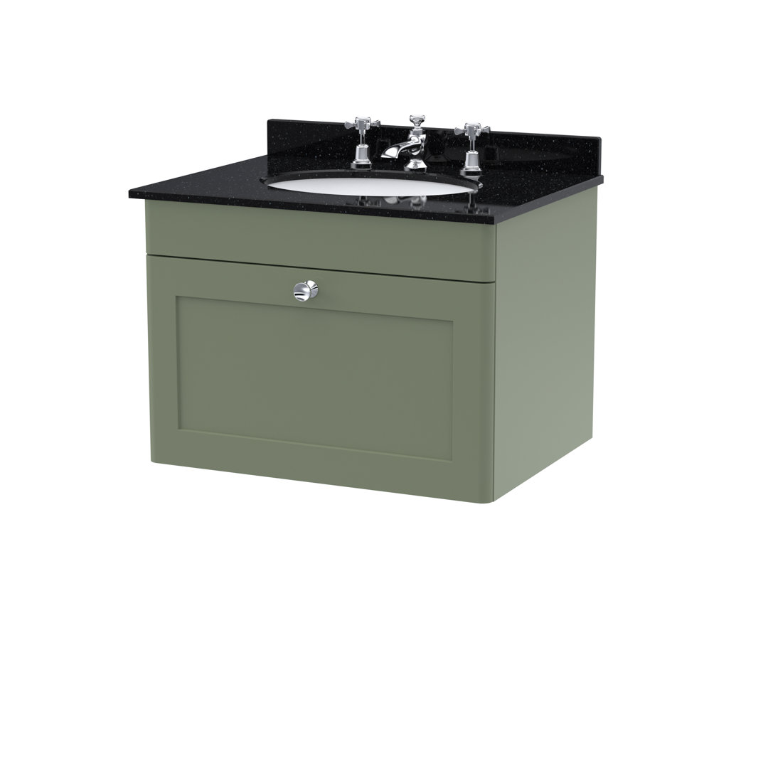 Classique 620mm Wall Mounted Single Bathroom Vanity with Marble Vanity Top