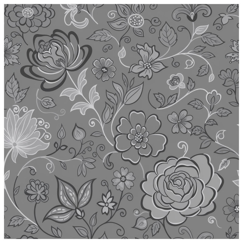 Édredon gris à motif floral, Très grand lit
