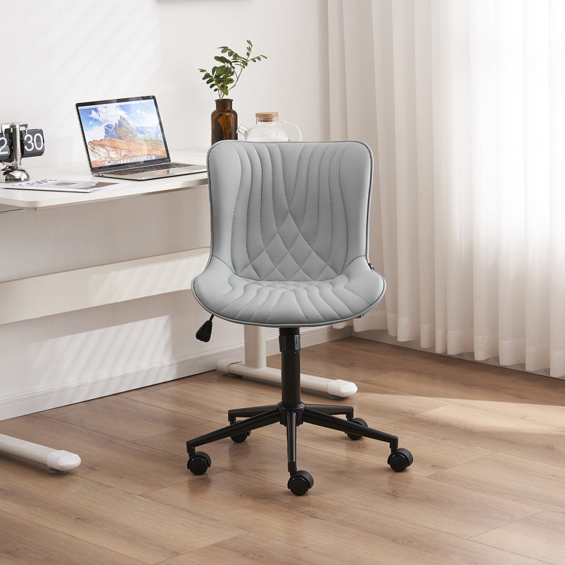 Fauteuil de bureau pivotant en similicuir avec roulettes Brionni, Siège gris / cadre noir