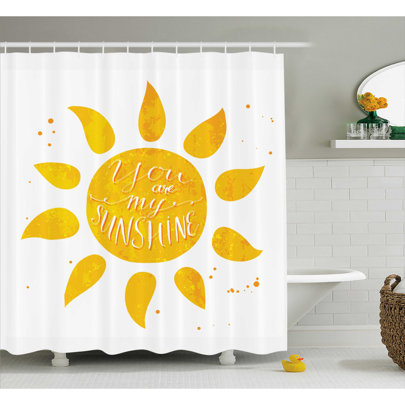 Rideau de douche simple Sunshine Quotes Decor, H 70 po x l 69 po