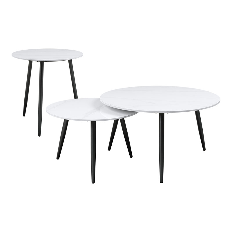 Ensemble de 3 tables d'appoint Mcbride, Blanc