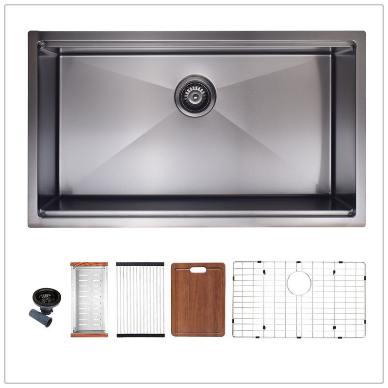 Évier de cuisine encastrable avec accessoires L 32 po x l 19 po Workstation