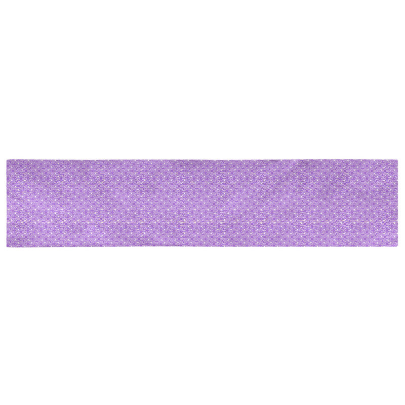 Chemin de table géométrique avicia, 90 po x 16 po, Polyester, Violet / Blanc