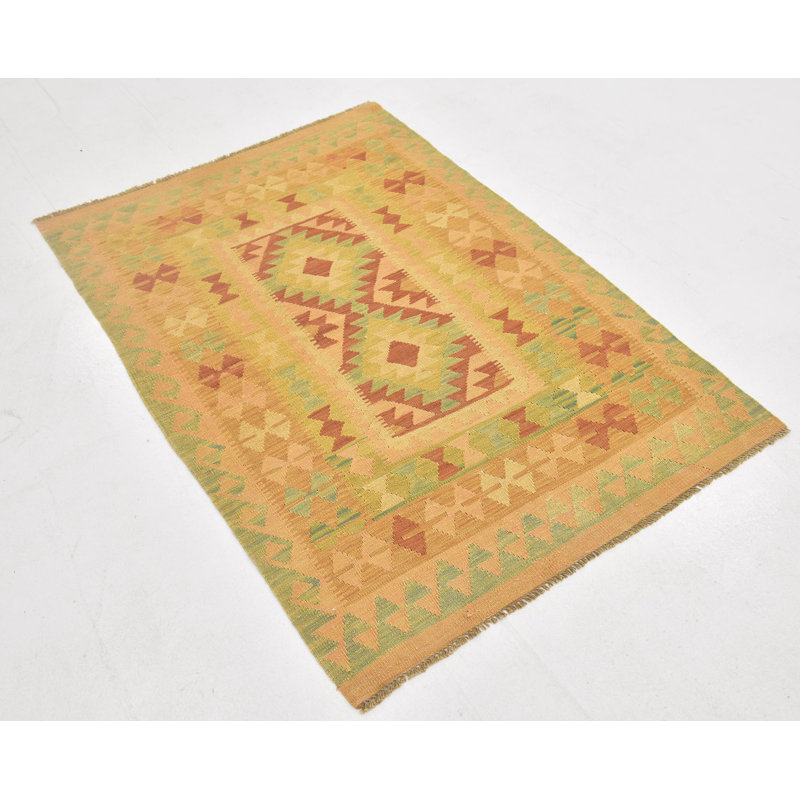 Tapis de zone en laine noué la 3 pi 5 po x 5 pi one-of-kind main Elland