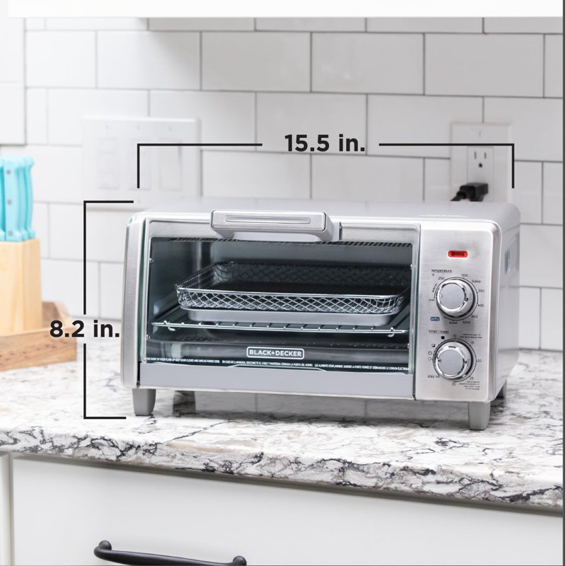 BLACK+DECKER 4-Slice Crisp N Bake Air Fry Toaster Oven, TO1787SS, 5 Cooking Functions, 30 Minute Timer, Stainless Steel