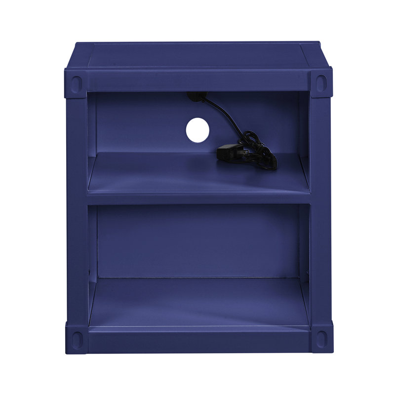 Blue Nightstand With Open Shelf