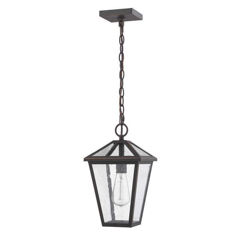 Lanterne suspendue d'extérieur 1 lumière H 14,25 po Swerve, Bronze huilé, Grainé