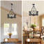 Lustre de style campagnard avec hauteur réglable, luminaire suspendu tambour 5 lumières pour la salle à manger, îlot de cuisine, entrée, couloir de chambre à coucher, finition noire rustique, homologué UL