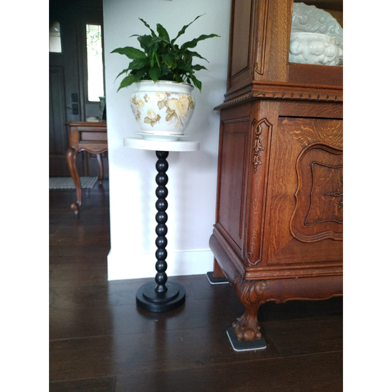 Contemporary Side Table with Black Base and Top Pedestal Small End Table Side Table