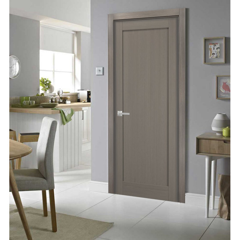 Pantry Kitchen Door with Hardware Quadro 4111 Ginger Ash Single Panel Frame Trims Bathroom Bedroom Sturdy Doors -28" x 96"