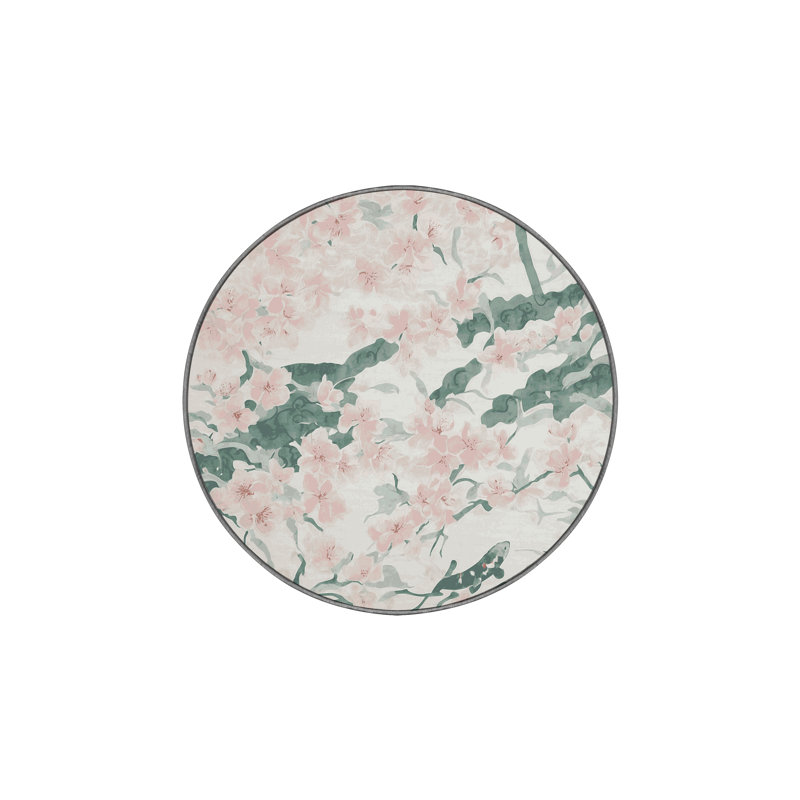 Tapis gris soyeux et moelleux, Rond 8 pi