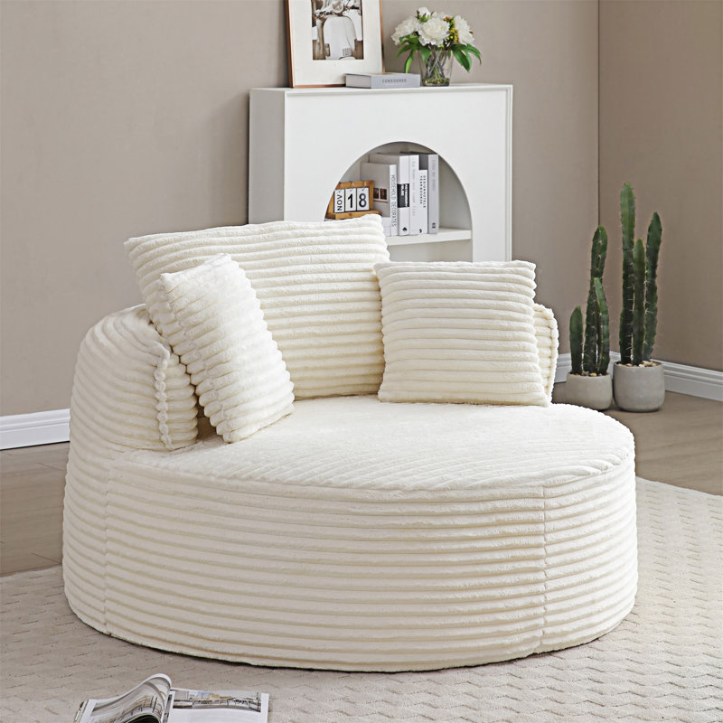 Méridienne circulaire en mousse avec oreillers, Beige