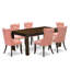 Ensemble de table de salle à manger 7 pièces contenant une table rectangulaire en bois rustique et 6 chaises, Jacobean patiné-130969042-130969034
