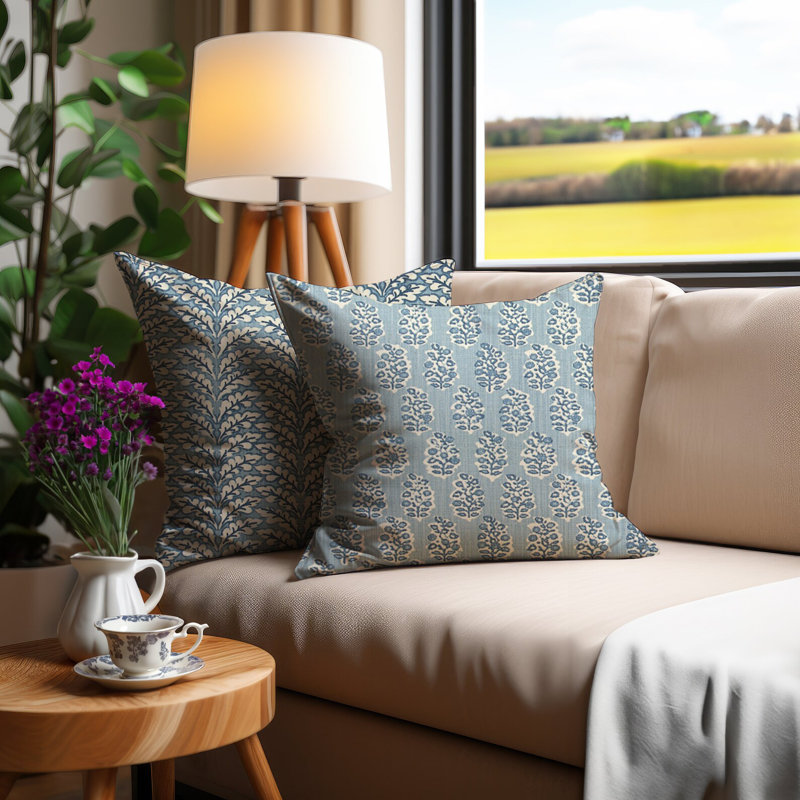 Housse de coussin réversible en coton Perry Stonewash, H 17 po x l 17 po