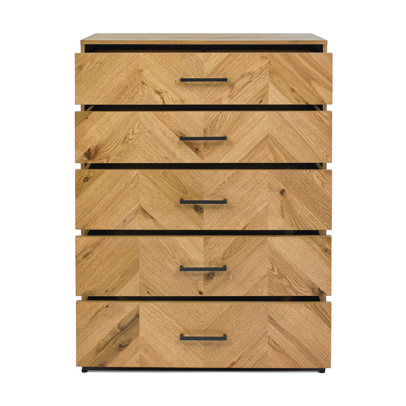 Malaki Oak 5 Drawer Tall Chest