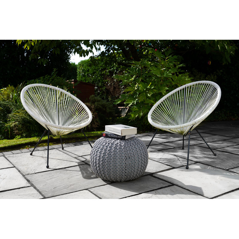 Cattaraugus Upholstered Outdoor Ottoman, Silver