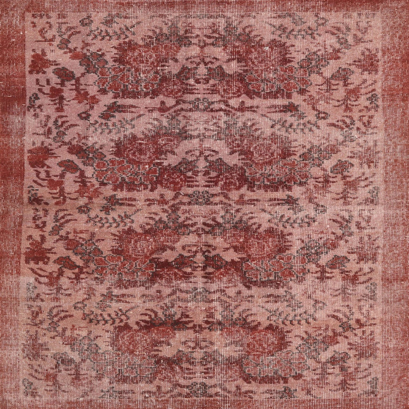Tapis traditionnel rouge / brun, Rond 3 pi