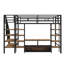 Lit mezzanine en métal avec escalier, table de rangement basse et tablettes de rangement-885630617