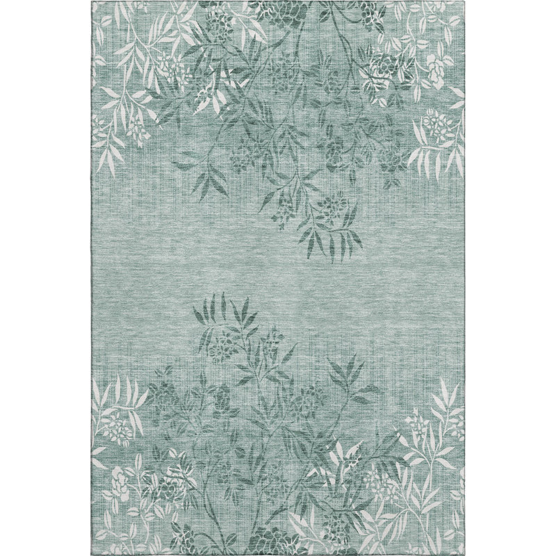 Premium Machine Washable Prisco Sage Rug, Rectangle 8' x 10'