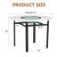 Table de salle à manger ronde de 42 pouces de style minimaliste blanc moderne convenant à 4 à 6 personnes (incrustation de verre + support stable en métal, adapté à de multiples cas de figure).-1456639210