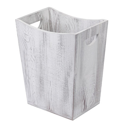 Wood Trash Can Rustic Farmhouse Wastebasket Bin