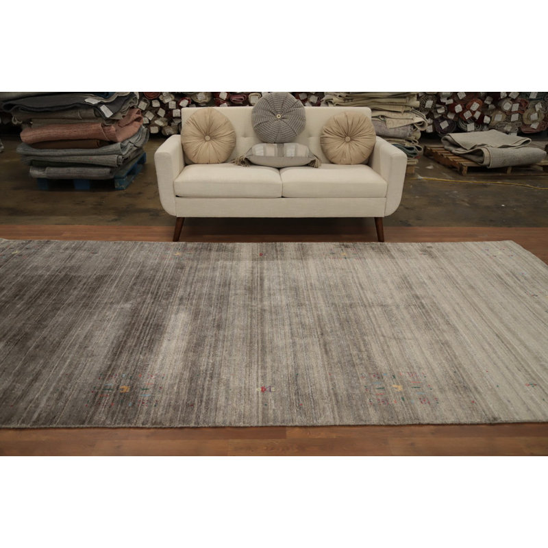 Tapis texturé de style Gabbeh 6 x 12 avec détails éclatants