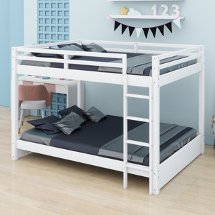 Wooden Bunk Bed Frame with Safety Ladder