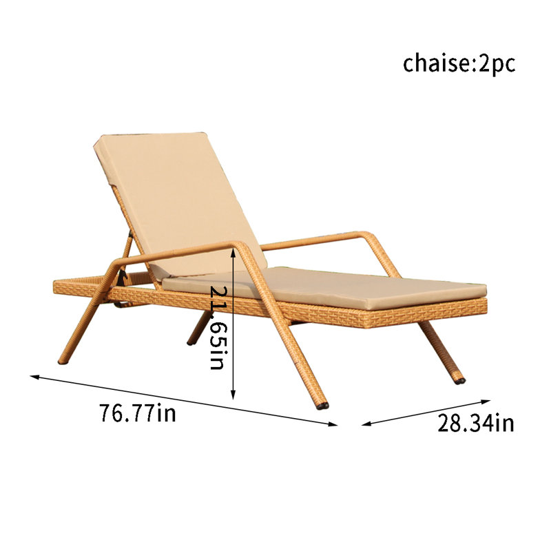Chaise longue réglable en rotin pour l'extérieur