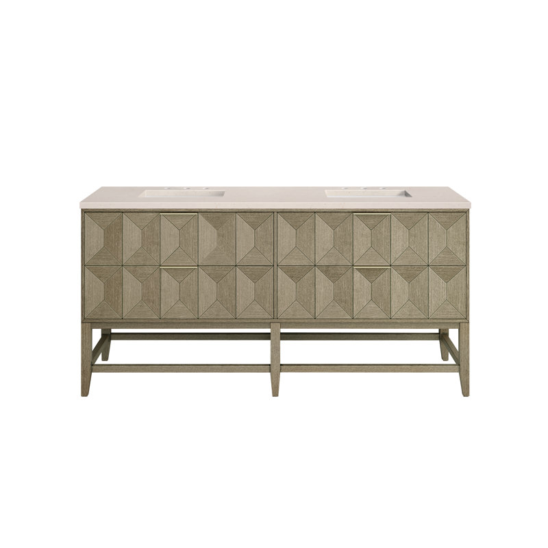 Emmeline 72'' W Double Vanity, White Zeus, 8" Widespread