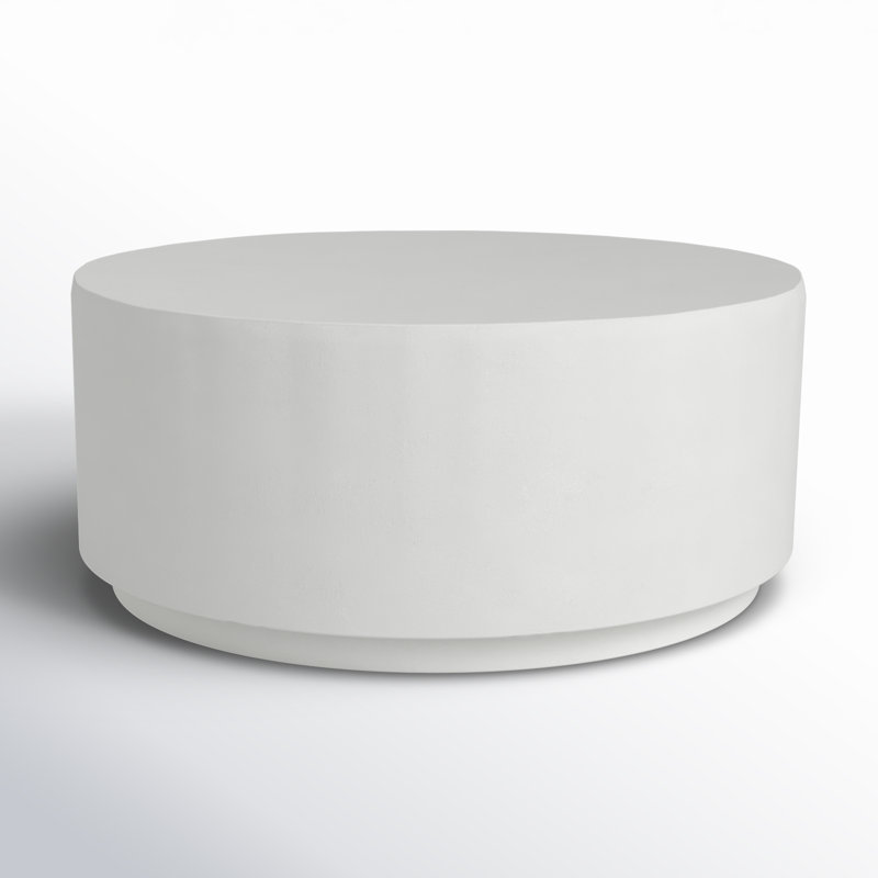 Javi Outdoor Round Coffee Table, Matte White, Matte White