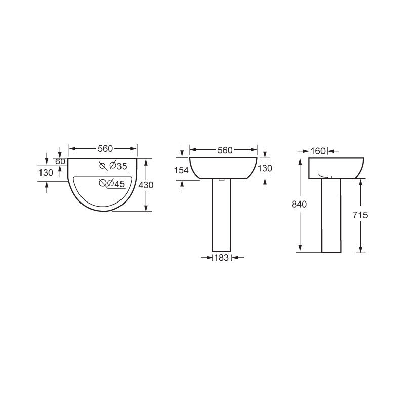 Latitude Run Dionysios 560mm L x 430mm W White Ceramic U-Shaped Sink with Overflow