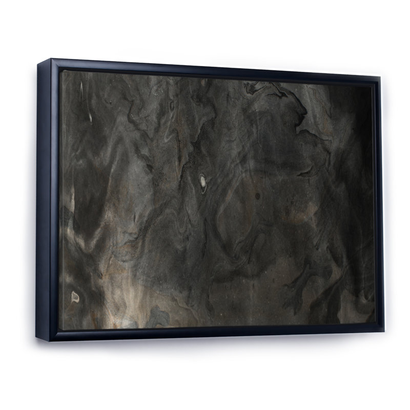 Impression sur toile «Flavour Art Waves In Shades Of Black II», H 16 po x l 32 po x P 1 po, Cadre flottant noir