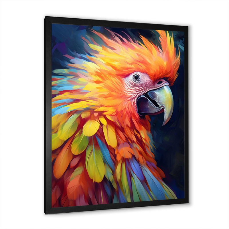 Perroquet tropical au paradis VI, H 20 po x l 12 po x P 1 po, Cadre flottant doré