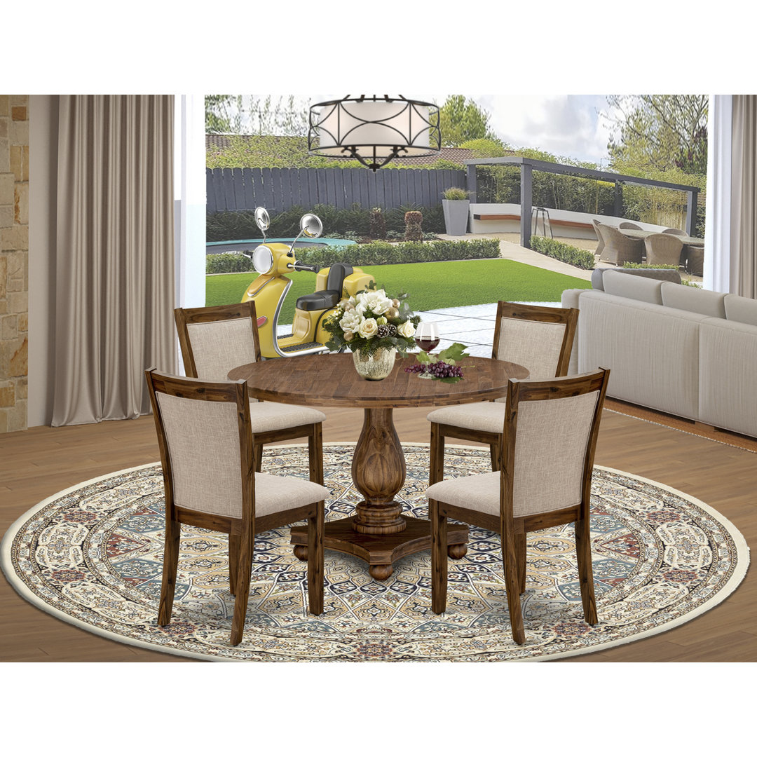 Nonie Solid Wood Solid Wood Top Pedestal Dining Set Charlton Home® Table 