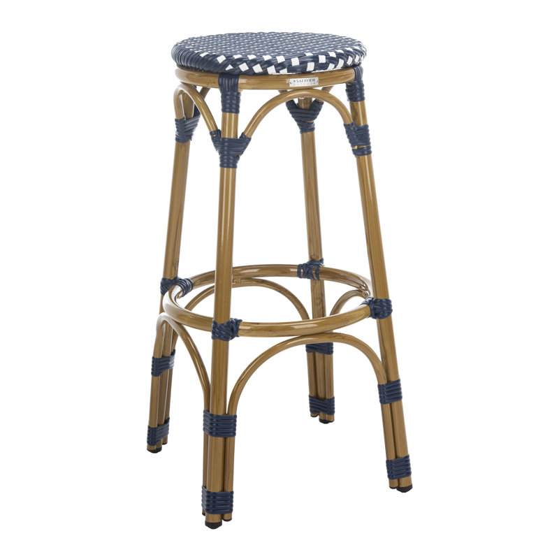 Tabouret de bar 30 po Goldmann, Bleu marine/blanc