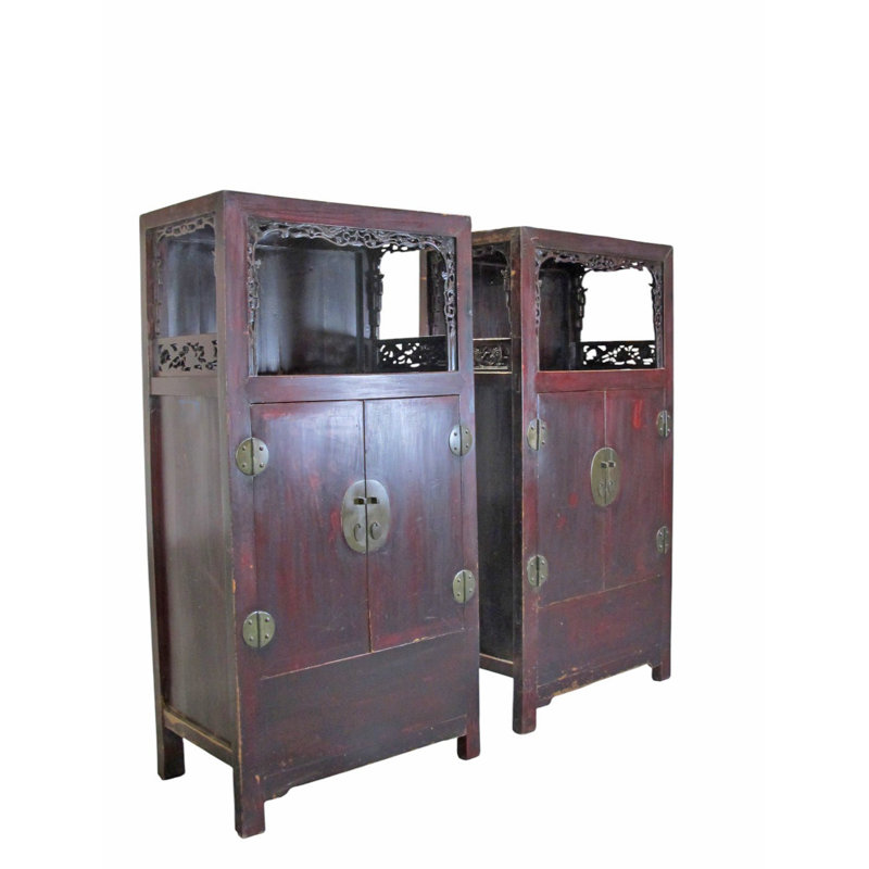Pair Antique Open-Shelf Display Cabinet