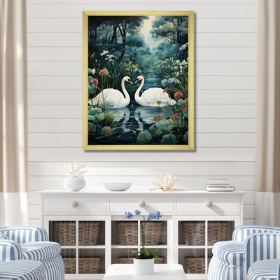 Cygnes, amour éternel, art mural sur toile