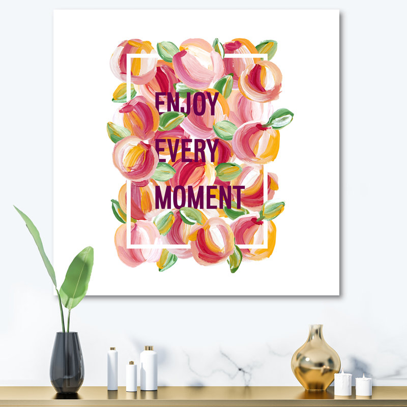 Enjoy Every Moment - Art textuel sur toile, H 36 po x l 36 po x 1,5 po, Toile tendue