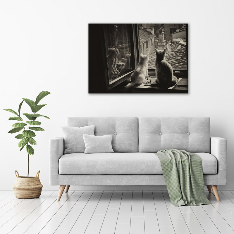 Cats By The Window - No Frame Print on Glass