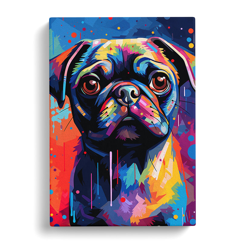 Pug Abstract - Wrapped Canvas, 76cm H x 50cm W x 3cm D