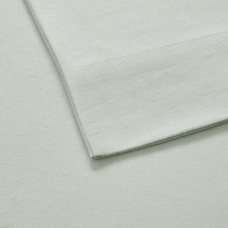 Seafoam Solid Queen Cotton Flannel 4-Piece Sheet Set
