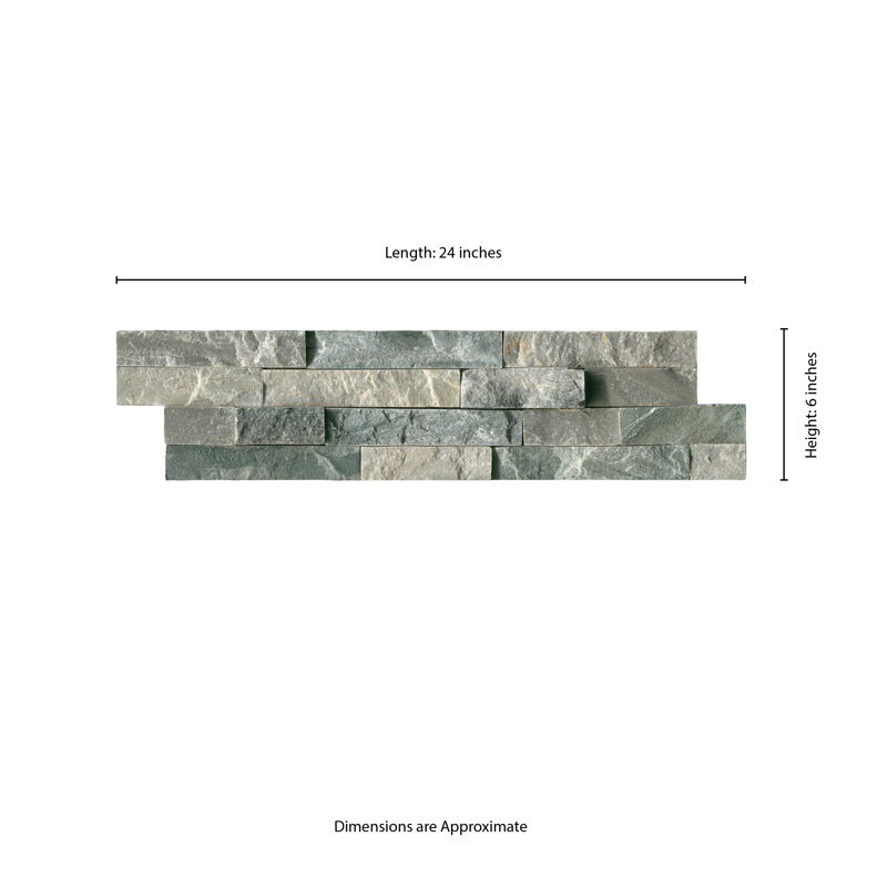 Stonecrest 9 in. x 24 in. Split Face Natural Stone Ledger Panel Wall Tile, Cobalt Mist