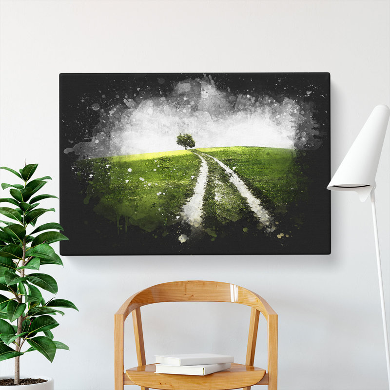 Path To A Lone Tree - Wrapped Canvas Painting, 40cm H x 60cm W x 3cm D